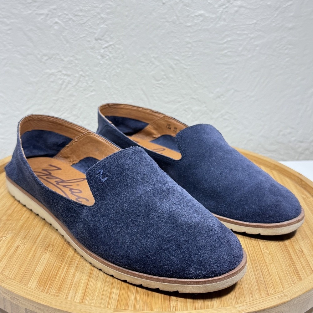 Zodiac Kit Loafers 7.5 Slip On Indigo Suede Minimalist Neutral Quiet Luxury